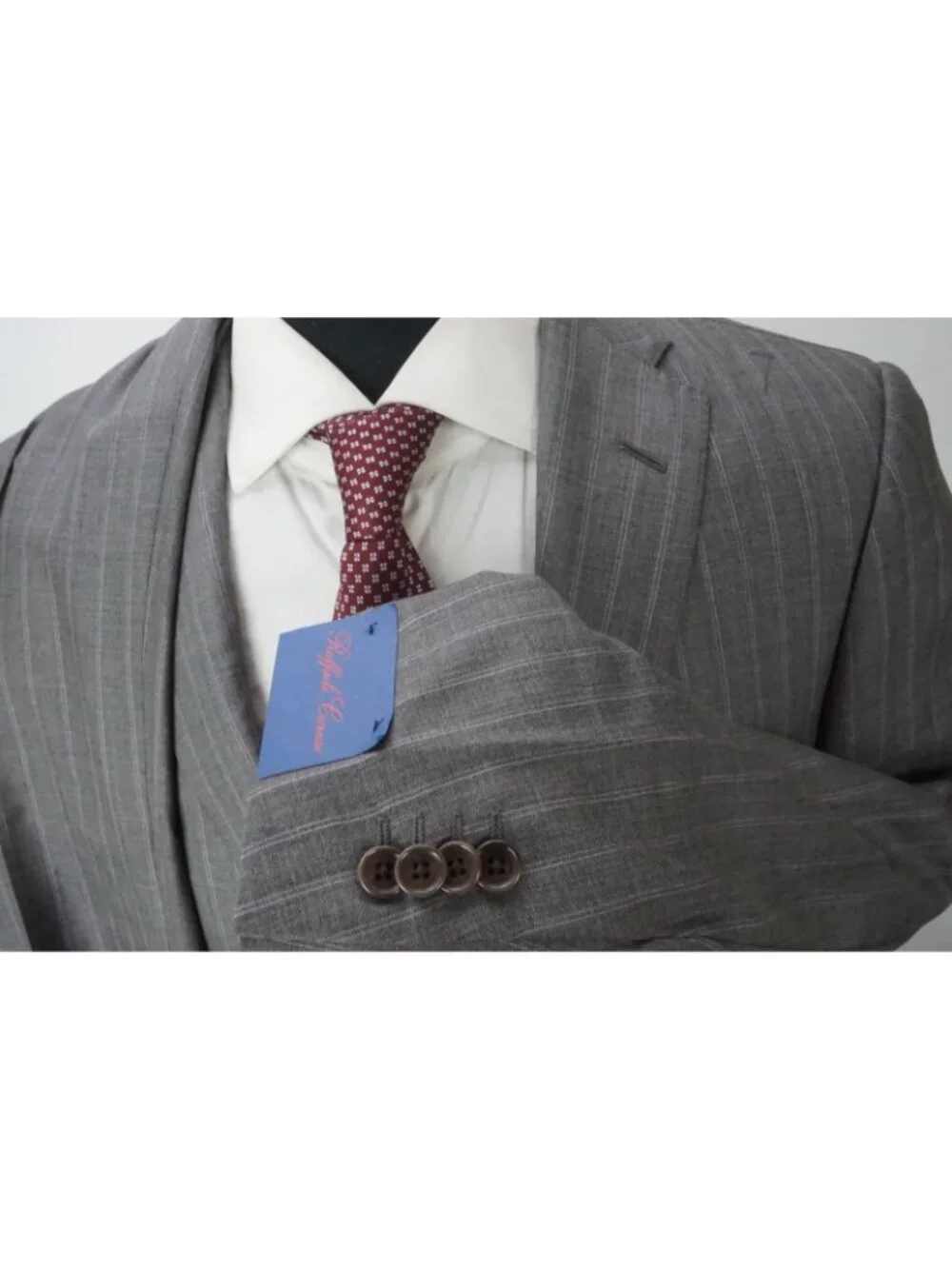 Raffaele Caruso Gray Striped Loro Piana Wool 2 Pc Suit Jacket Pant 38 US NEW